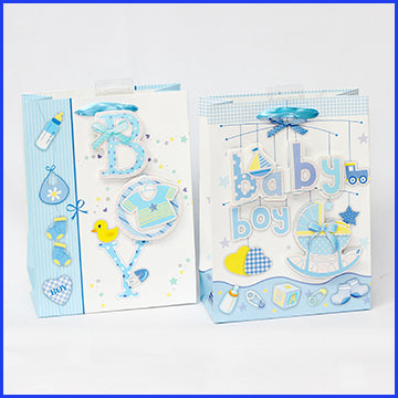 GIFT BAG BABY BOY; 3D 2ASSTD MD 307S