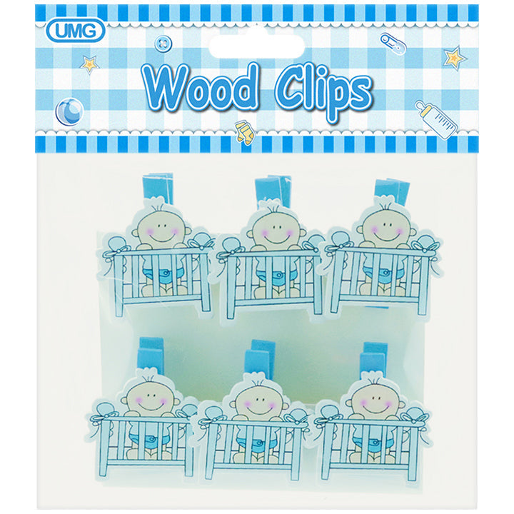 BABY CLIP W/ CRIB DIECUT 6PK BLUE