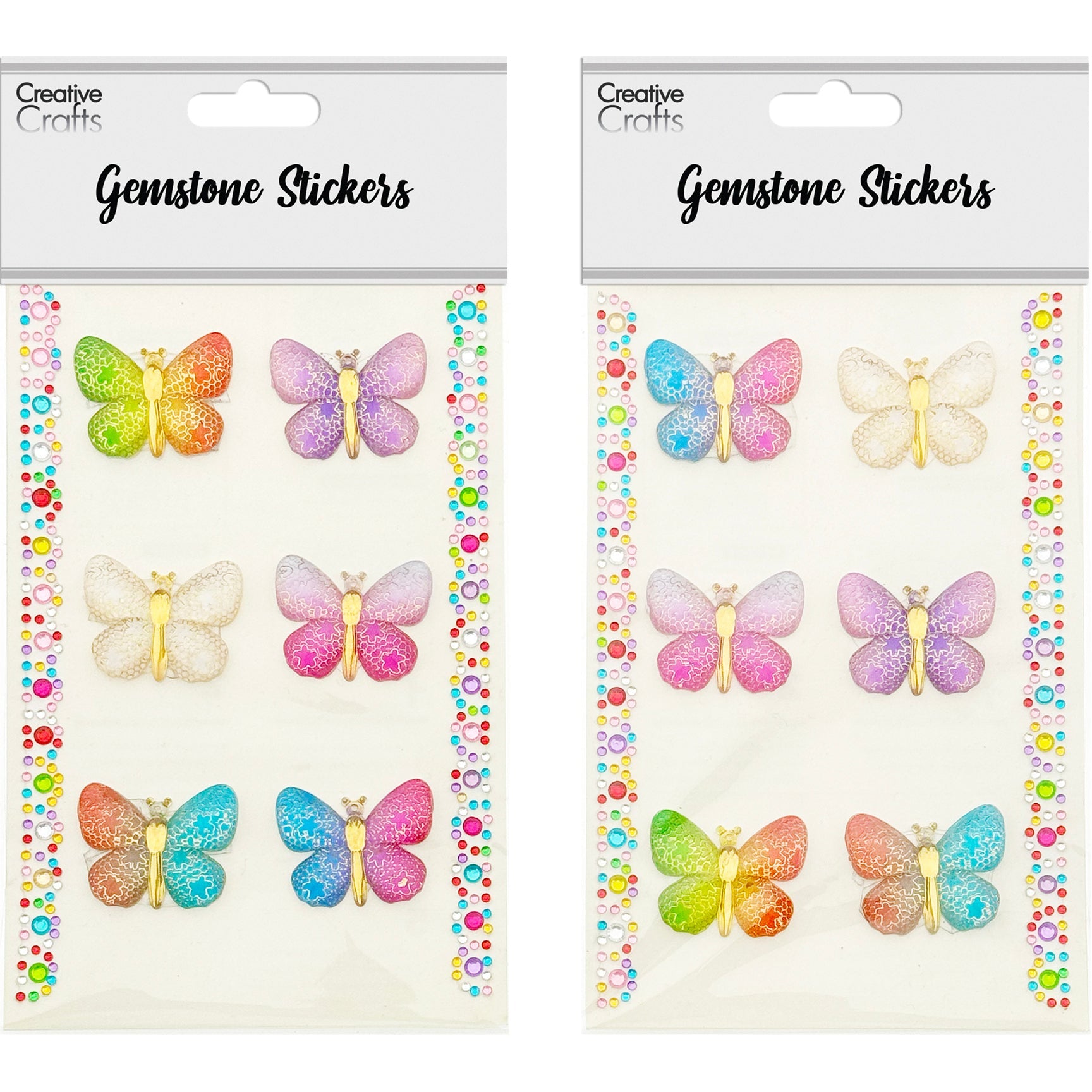 BUTTERFLY STONE STICKER 32MM MIX COLOR
