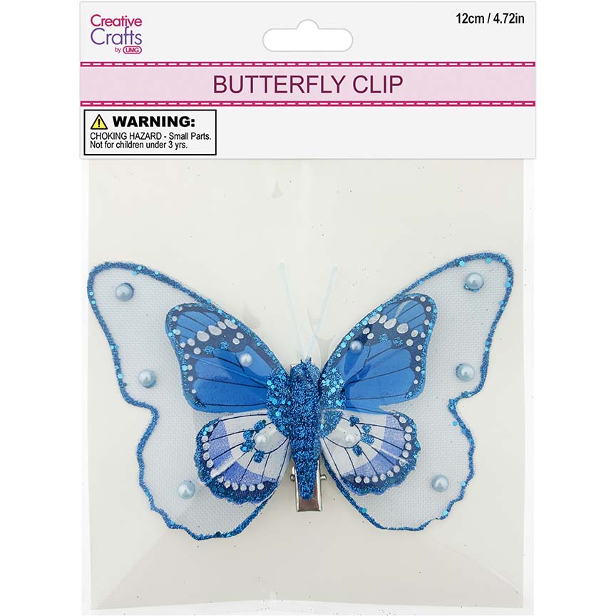 BUTTERFLY CLIP EMB BLUE 1PC 12CM