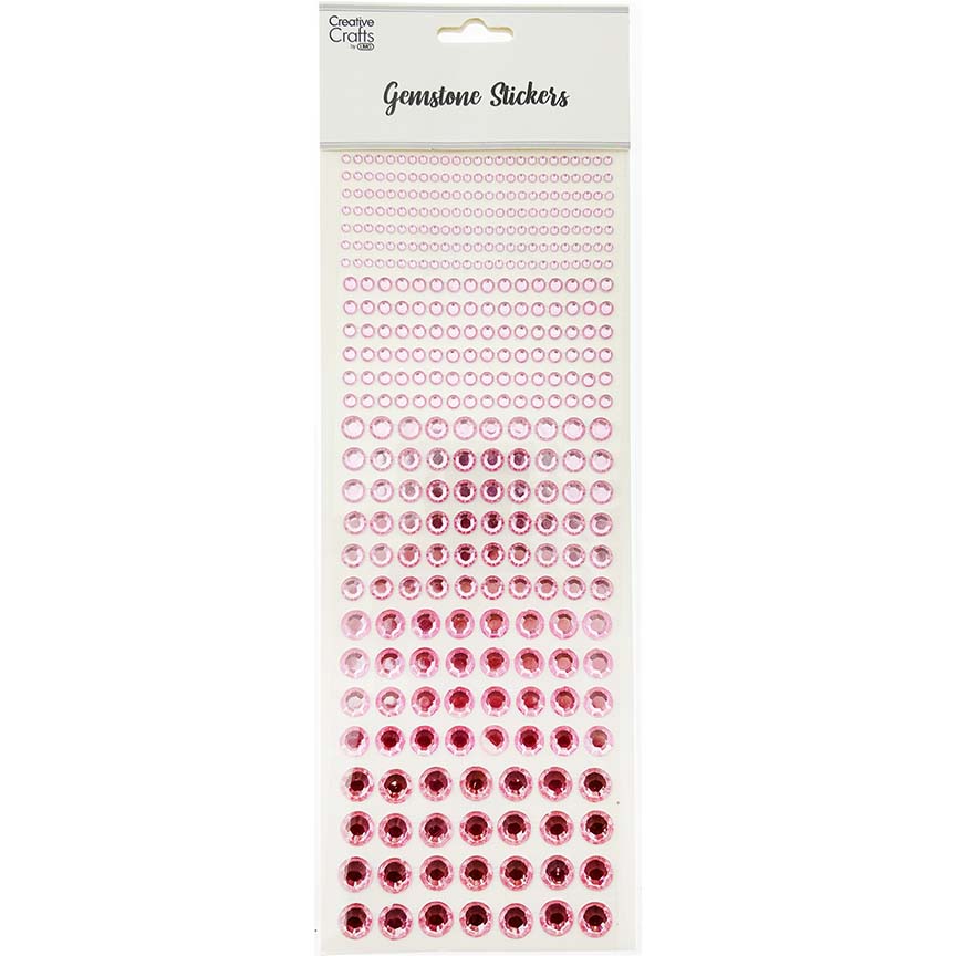 GEM RHINESTONE STICKER MIX SIZE LT PINK
