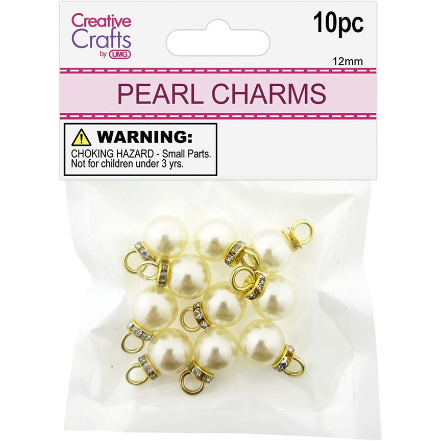 PEARL BEAD CHARMS 12MM IVORY 10PC