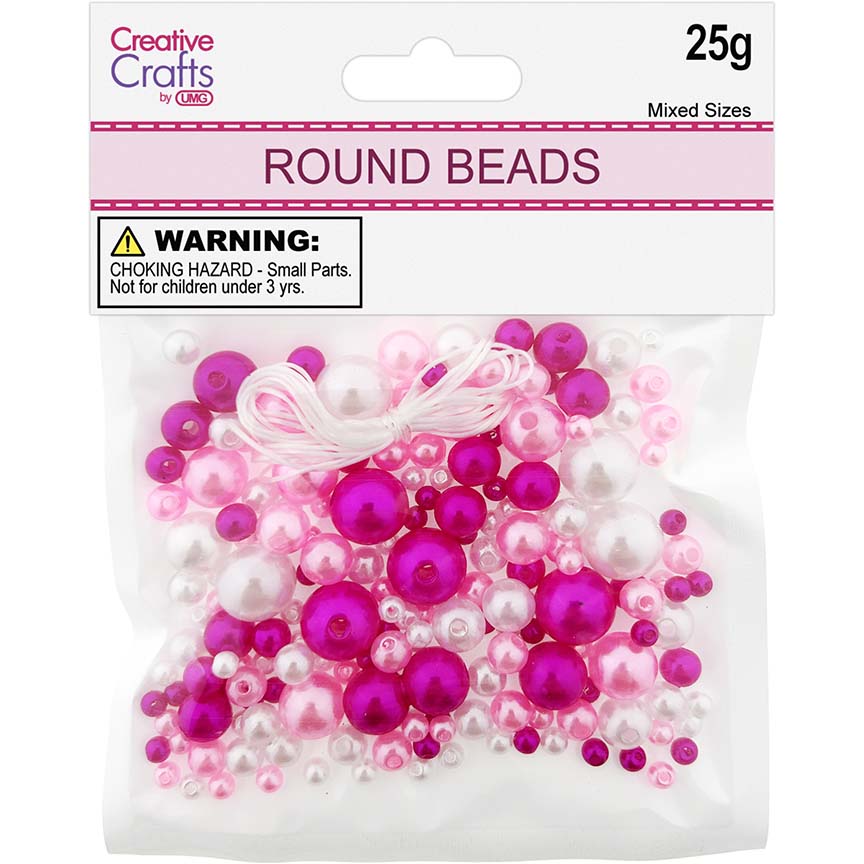 BEAD ROUND 25G PINK MIX SIZE
