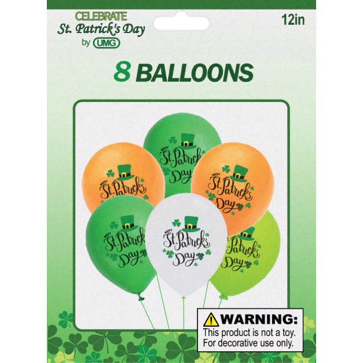 PRINTED BALLOONS 8PK 12IN 4ASSORTED 12in (30.48cm)