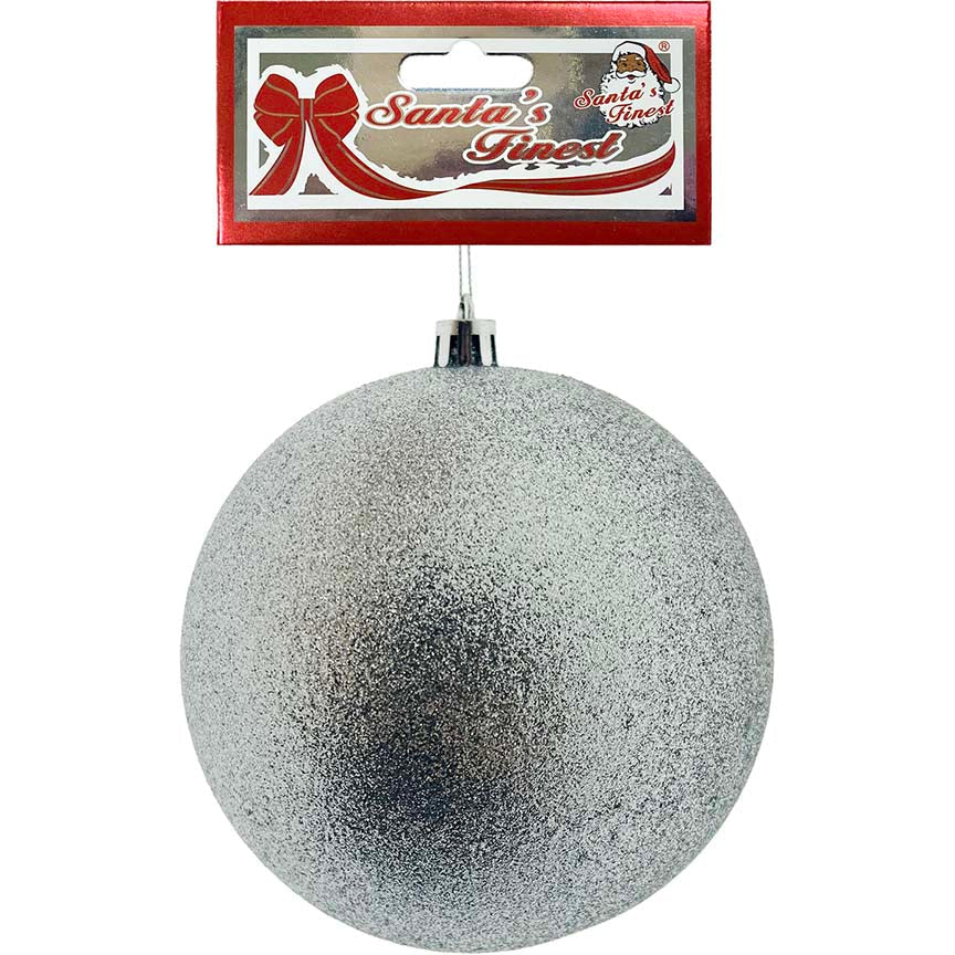 BALL ORNAMENT 12CM GLITTER SILVER