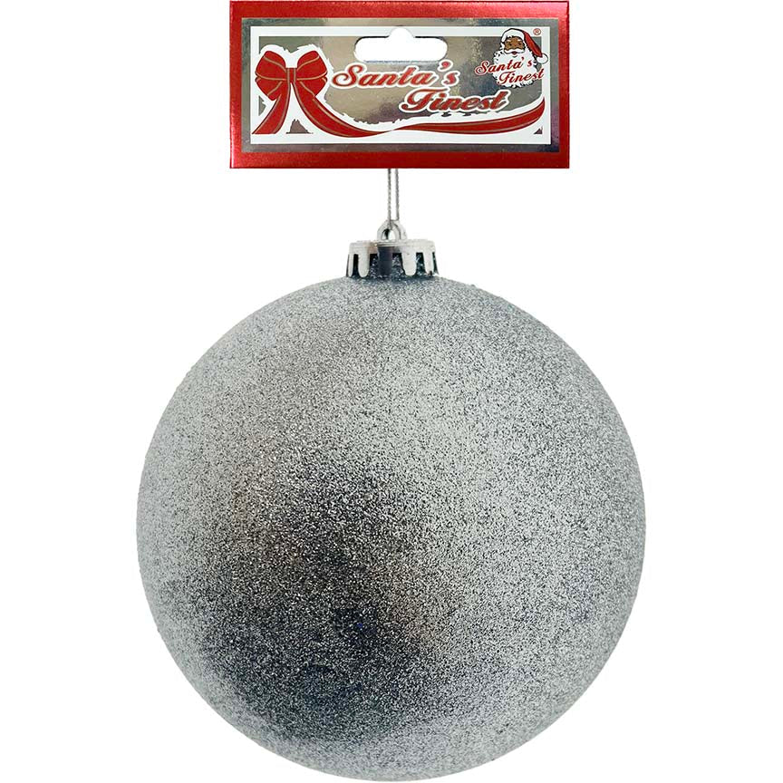 BALL ORNAMENT 15CM GLITTER SILVER