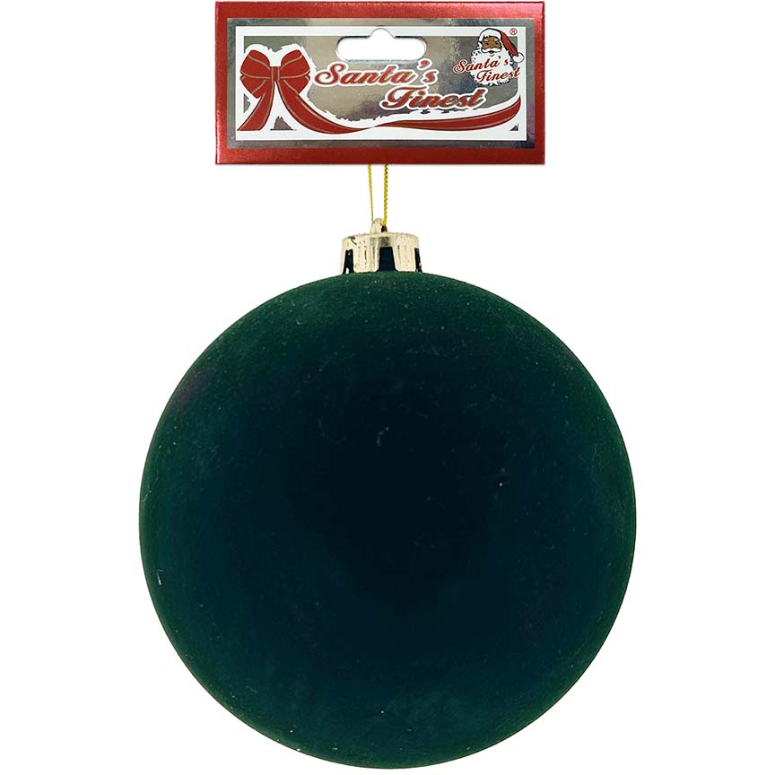 BALL ORNAMENT 15CM FLOCK DARK GREEN