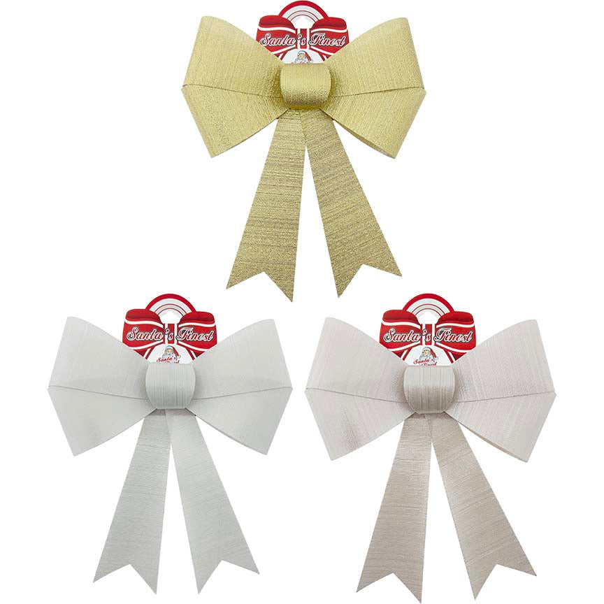 BOW RIBBON 37CM 1PC 3ASTD COLOR