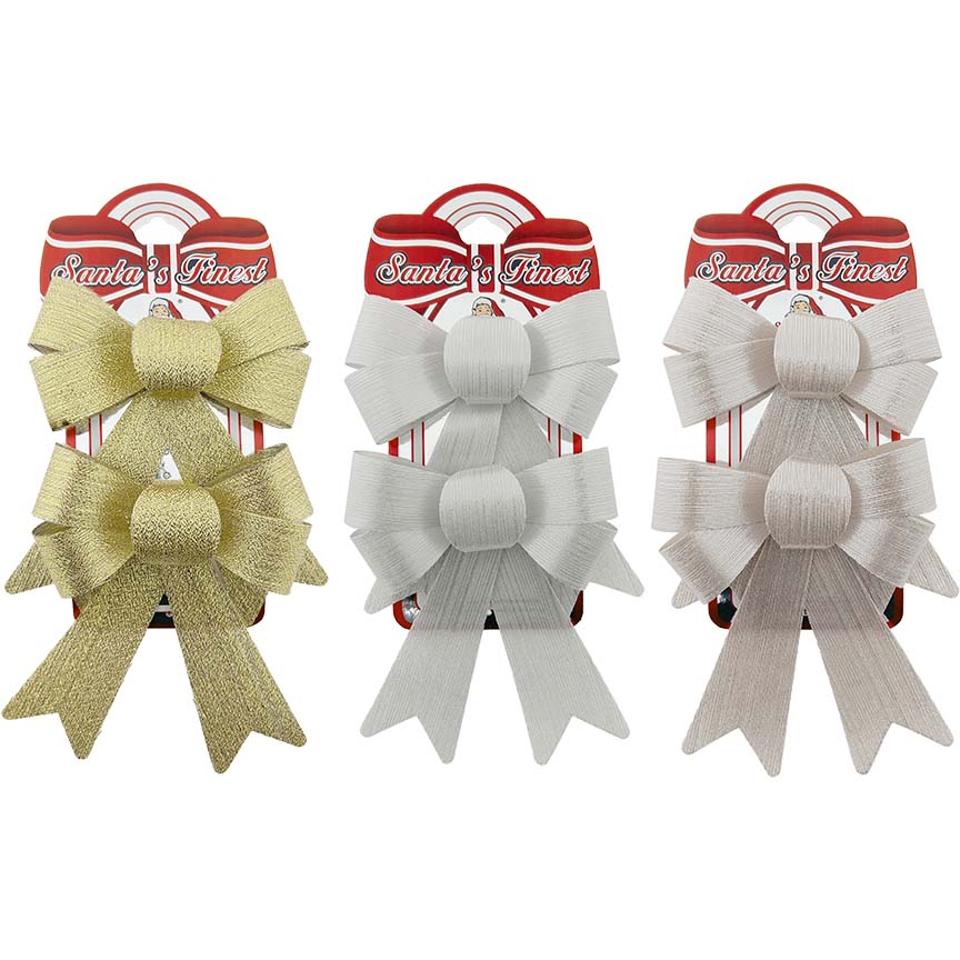 BOW RIBBON 17CM 2PC 3ASTD COLOR