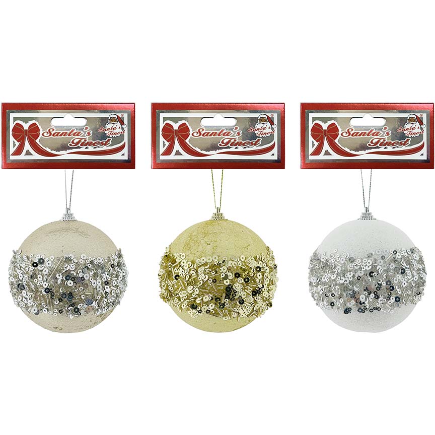 BALL SEQNS BAND 1PC 10CM 3ASSTD GLD