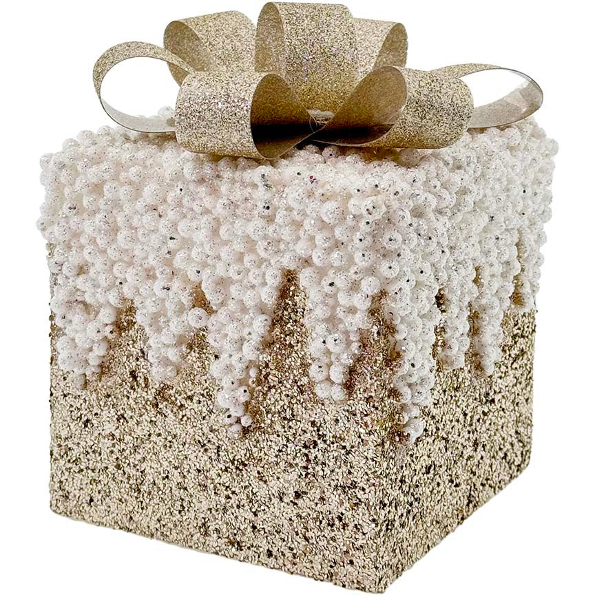 GIFT BOX SNOWTOP 1PC 12x12x16CM GLD