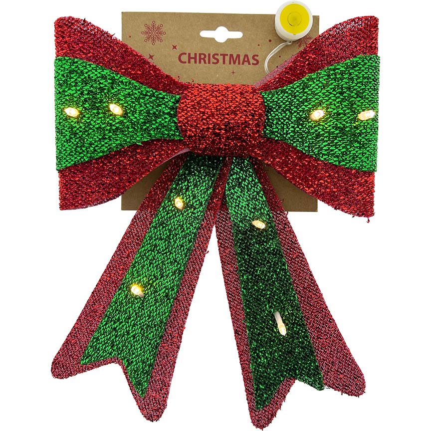 BOW RED&GREEN 22x30CM LIGHT UP