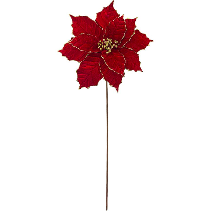 POINSETTIA STEM VELVET D40CM RED