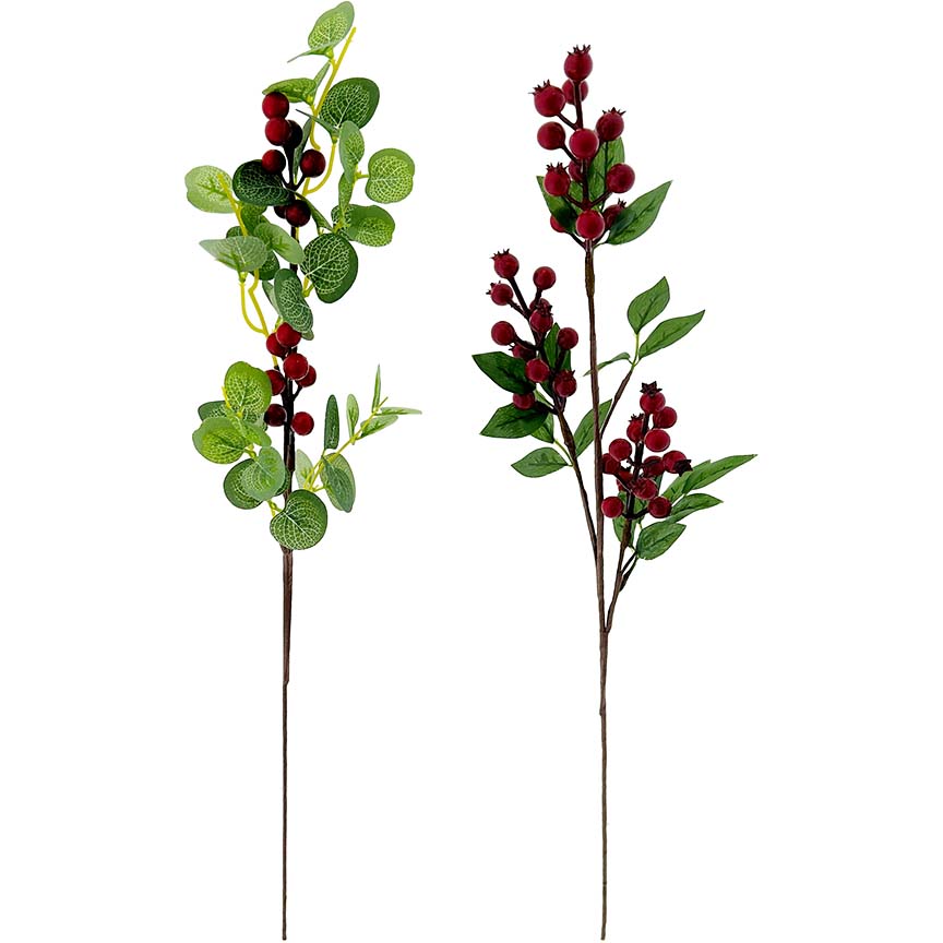 BERRY LEAF SPRAY 66CM 2ASSTD