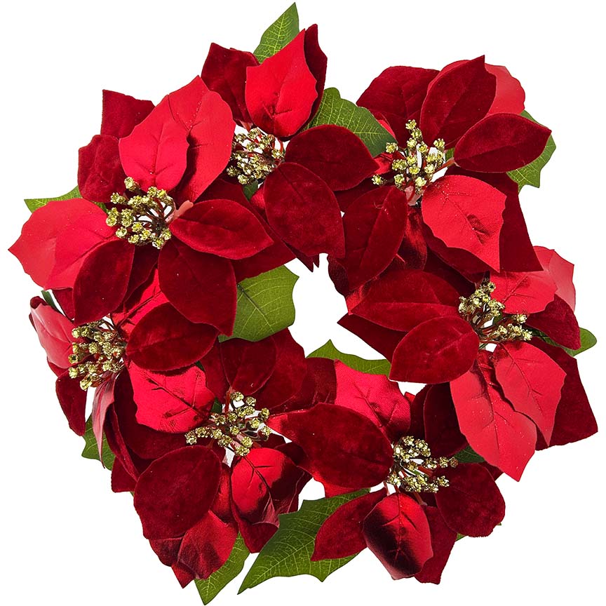 POINSETTIA WREATH 6FL 40CM