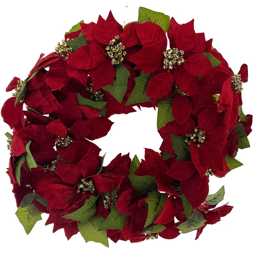 POINSETTIA WREATH 24FL 55CM