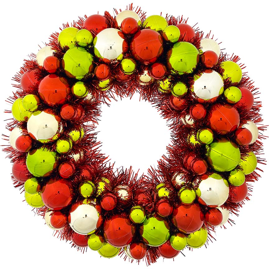 BALL TINSEL WREATH 50CM TRD