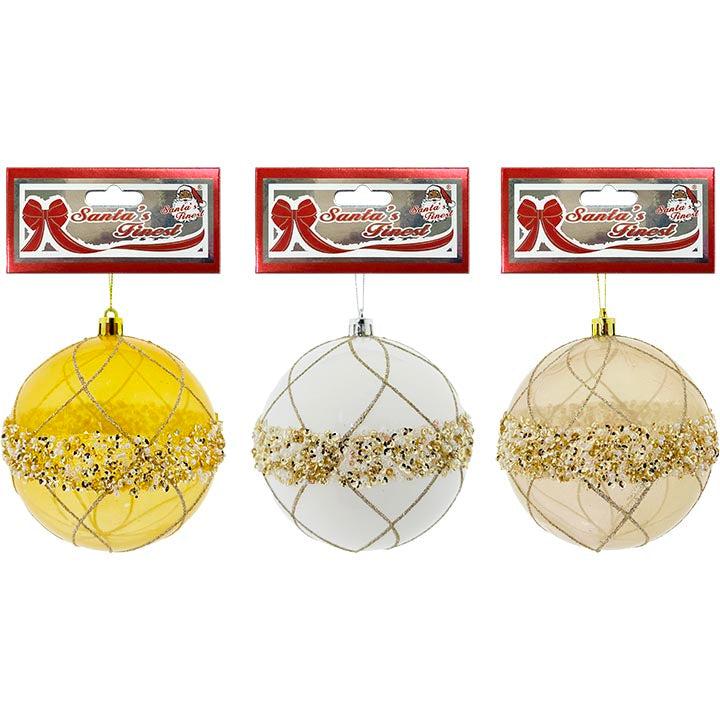 BALL CLEAR W/ SWIRLS 1PC 10CM GLD