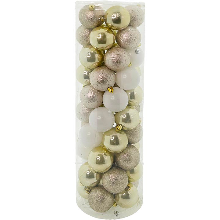 50PK BALL TUBE DESIGNER 6CM GLD