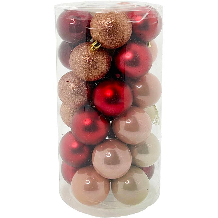30PK BALL TUBE PEARL 6CM BERRY