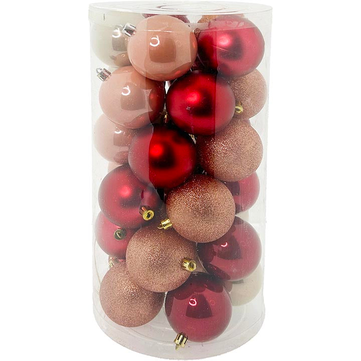 30PK BALL TUBE DESIGNER 7CM BERRY