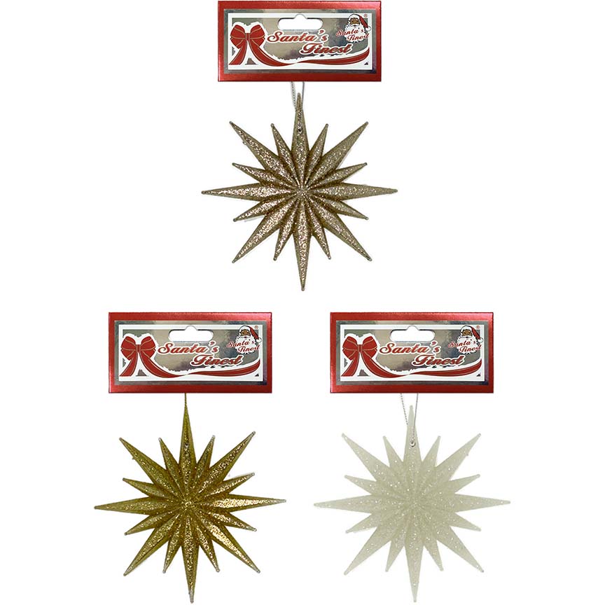 STAR 12CM GLITTER 3ASTD GLD