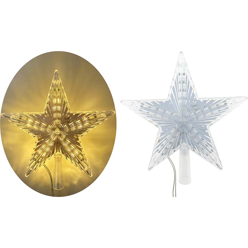STAR TREE TOPPER 21CM BATTERY WARM WHITE