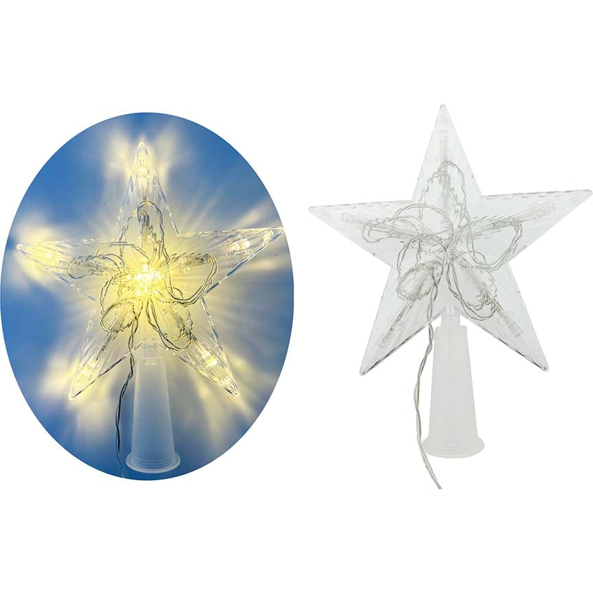 STAR TREE TOPPER 19CM BATTERY WARM WHITE