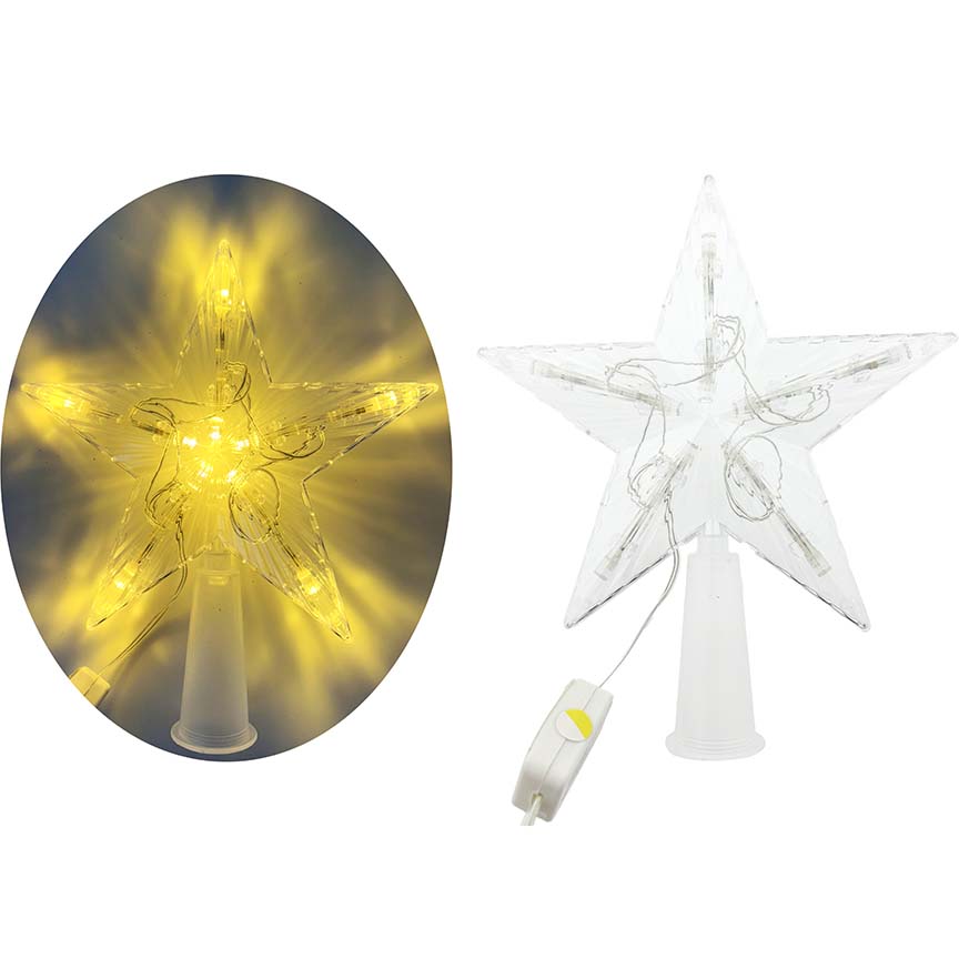 STAR TREE TOPPER 16CM PLUG IN WARM WHITE
