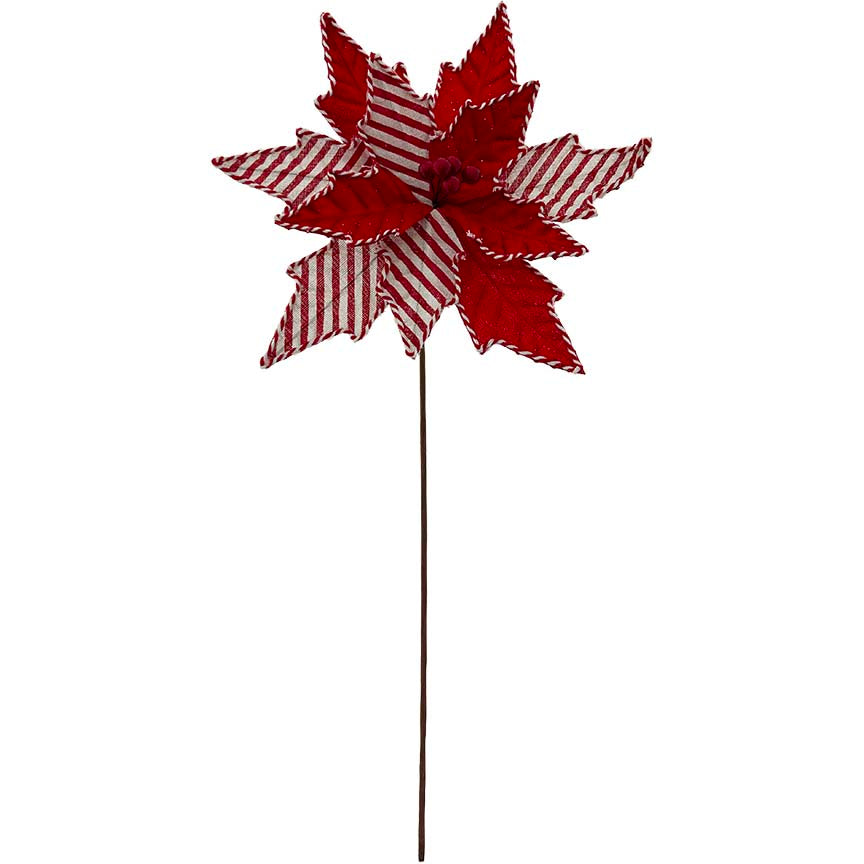 POINSETTIA STEM RED CANDY 28CM