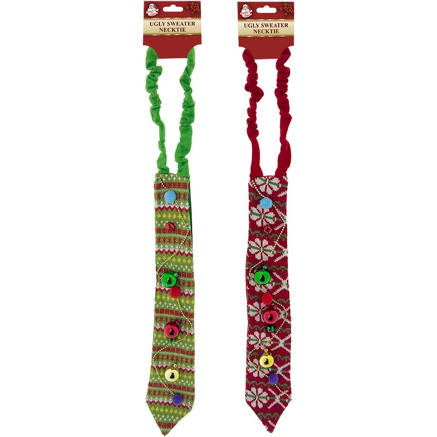 KNITTED NECKTIE W/ ORN & BELLS 2ASTD
