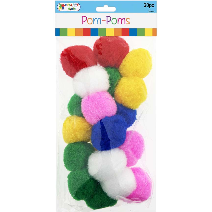 POM-POMS MIXED COLORS 38MM 20PCS