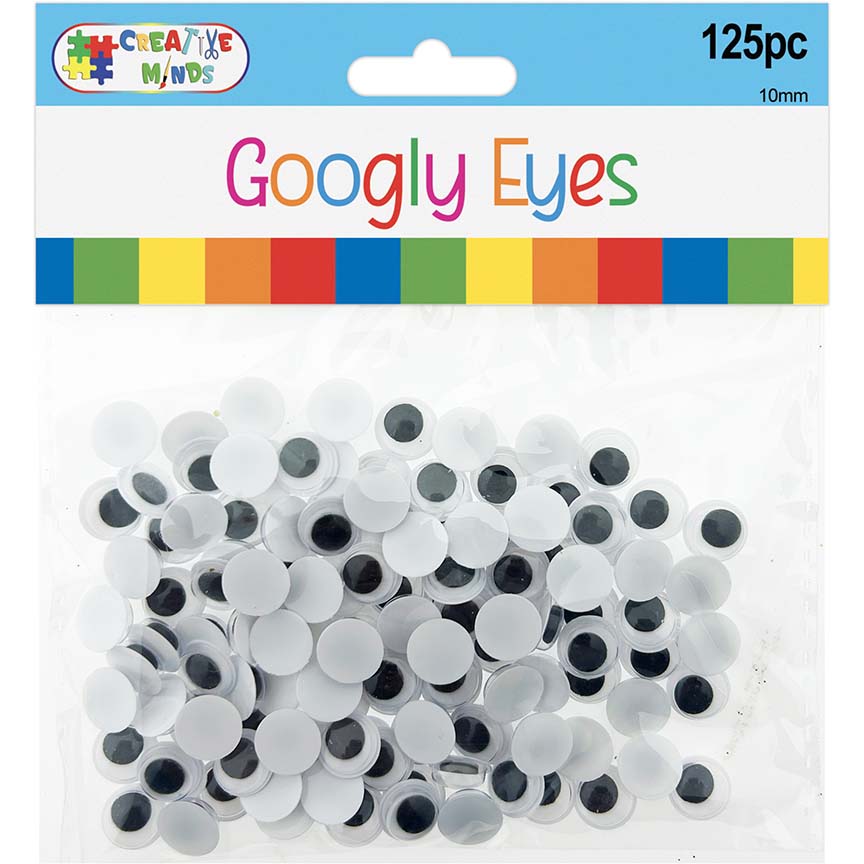 GOOGLY EYES; ROUND 10MM 125CT