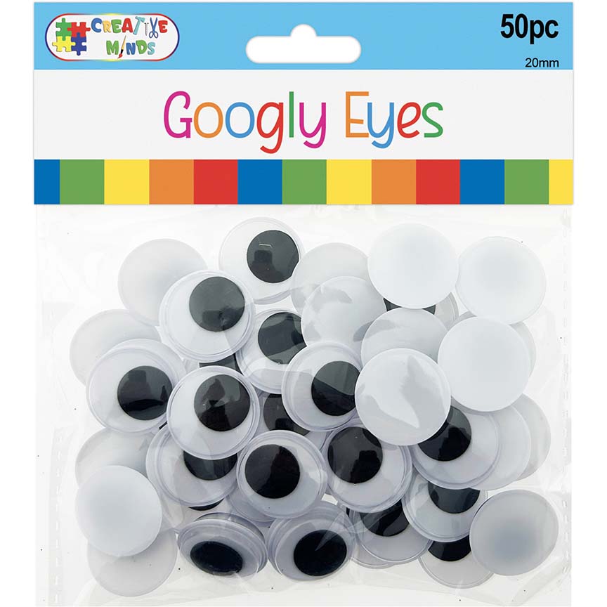 GOOGLY EYES; ROUND 20MM 50CT