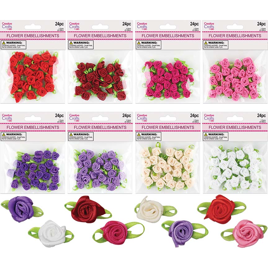 FLOWER CRAFT ROSE; 24PC 1.5CM