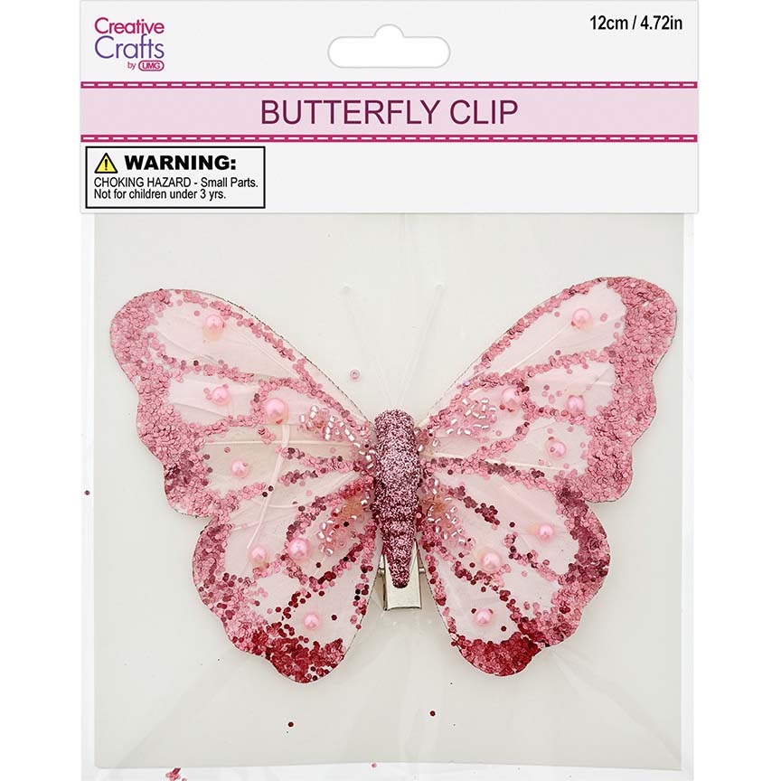 BUTTERFLY CLIP EMB ROSE GOLD 12CM 1PC
