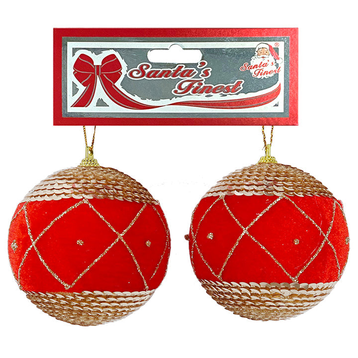 BALL VELVET 2ASTD 2PC 8CM RED