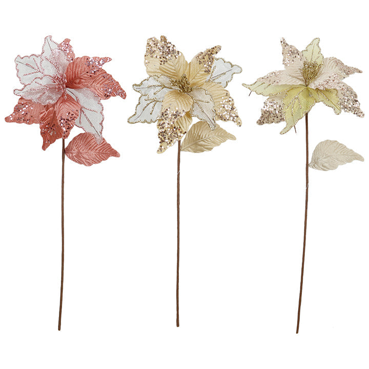 POINSETTIA STEM CLEAR 50CM BLUSH