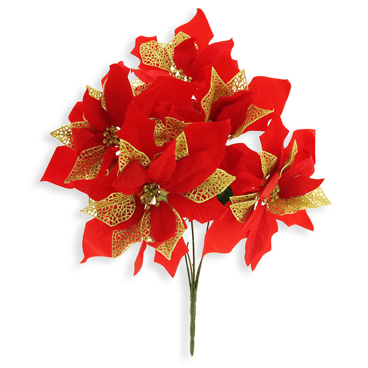 POINSETTIA VELVET SHORT STEM 5-BR 45CM