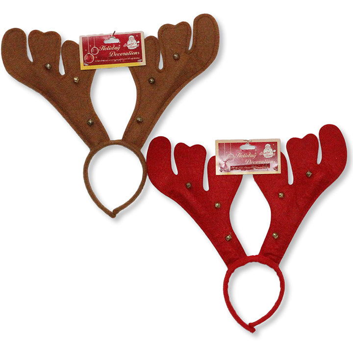 HEAD BAND ANTLER W/BELLS RED BROWN