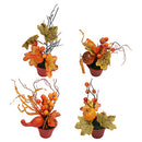 MINI VASE FALL LEAVES & PUMPKIN 4 ASSTD