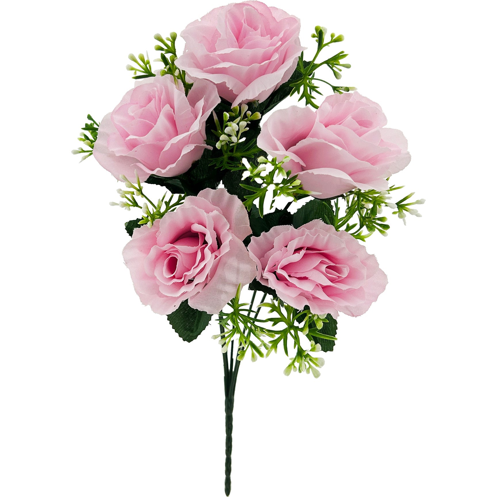 ROSE BOUQUET SHORT STEM 5 BR LIGHT PINK