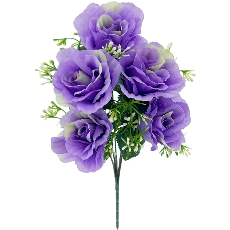 ROSE BOUQUET SHORT STEM 5 BR PURPLE