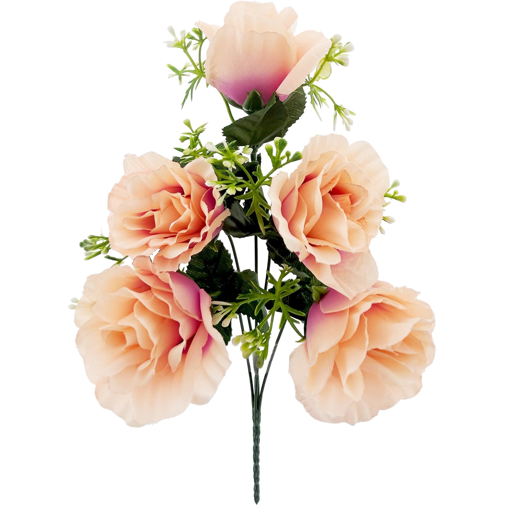 ROSE BOUQUET SHORT STEM 5 BR PEACH PINK