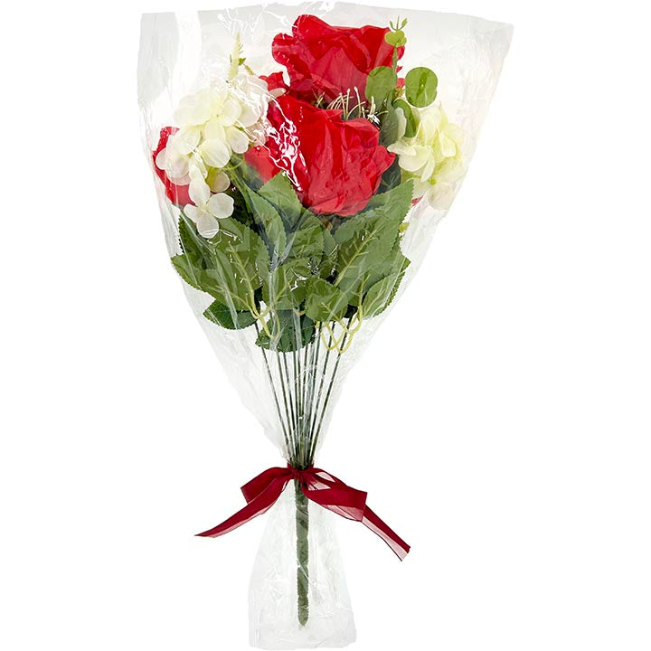 ROSE BOUQUET WRAPPED RED 18.5in (47cm)