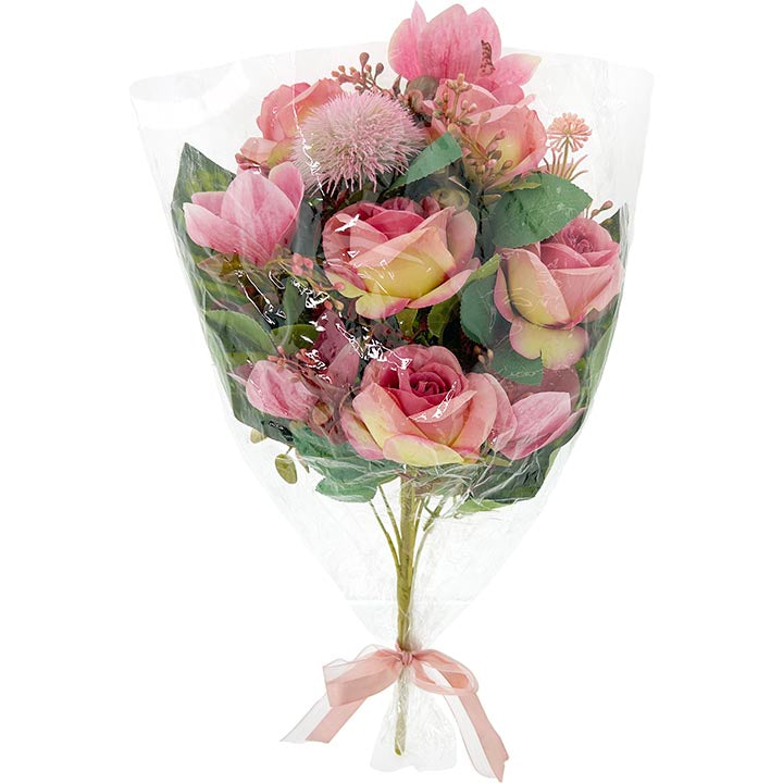 ROSE HOT PINK WRAPPED BOUQUET 19.69in (50cm)