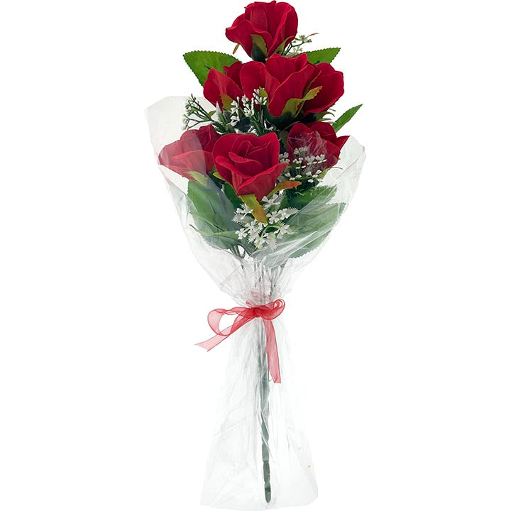 ROSE BOUQUET VELVET 7-BRRANCH WRAP 20IN