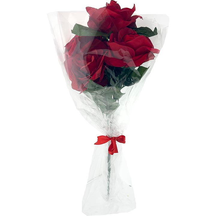 ROSE BOUQUET VELVET 5-BRRANCH WRAP 16.5IN