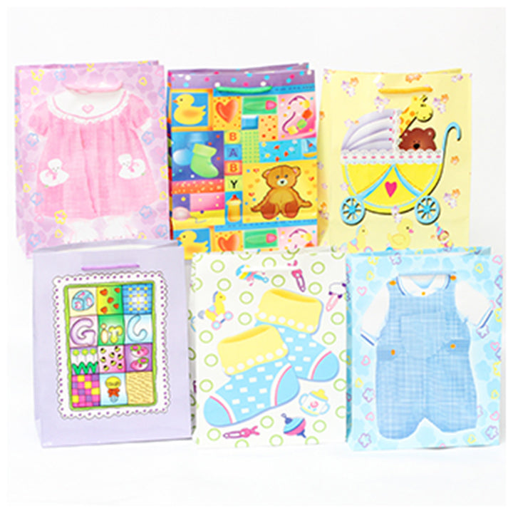 GIFT BAG BABY SHOWER LG 6 ASSTD