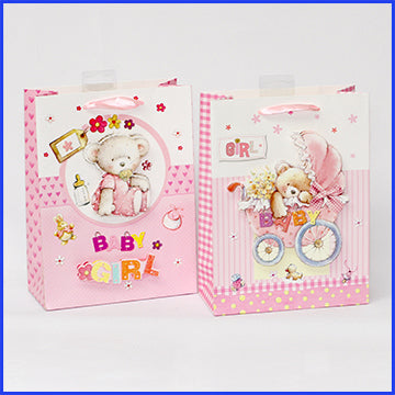 GIFT BAG BABY GIRL; 3D 2ASSTD LG 313S